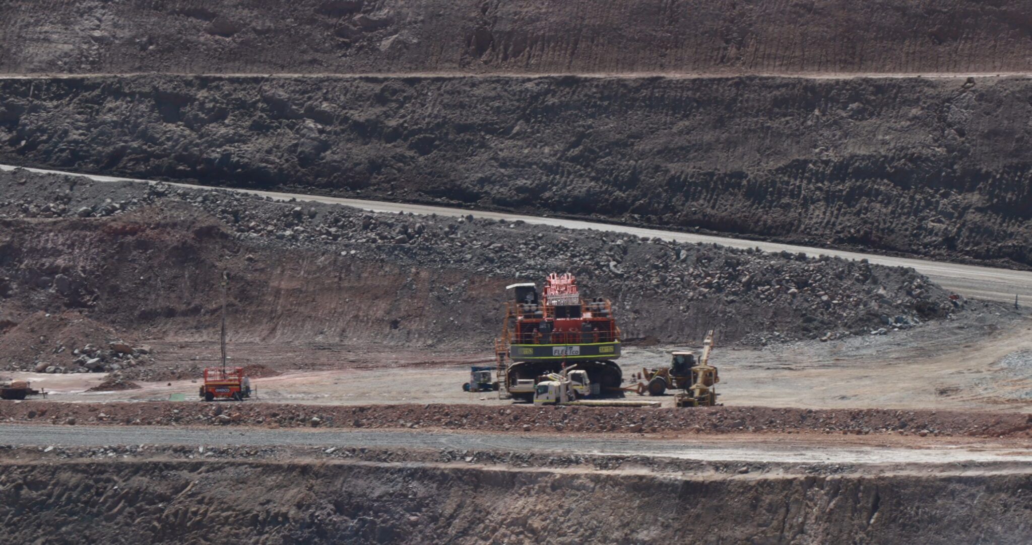 Mine equipment working on a mine