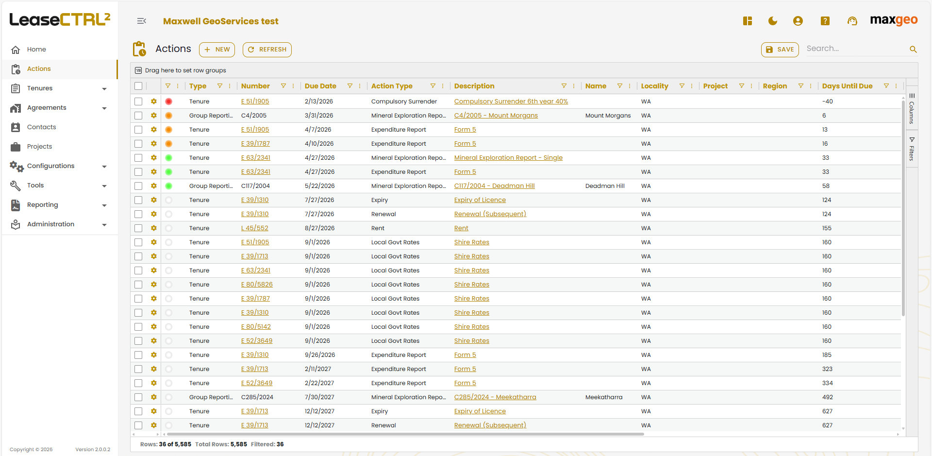 LeaseCTRL2 dashboard view for tenement management