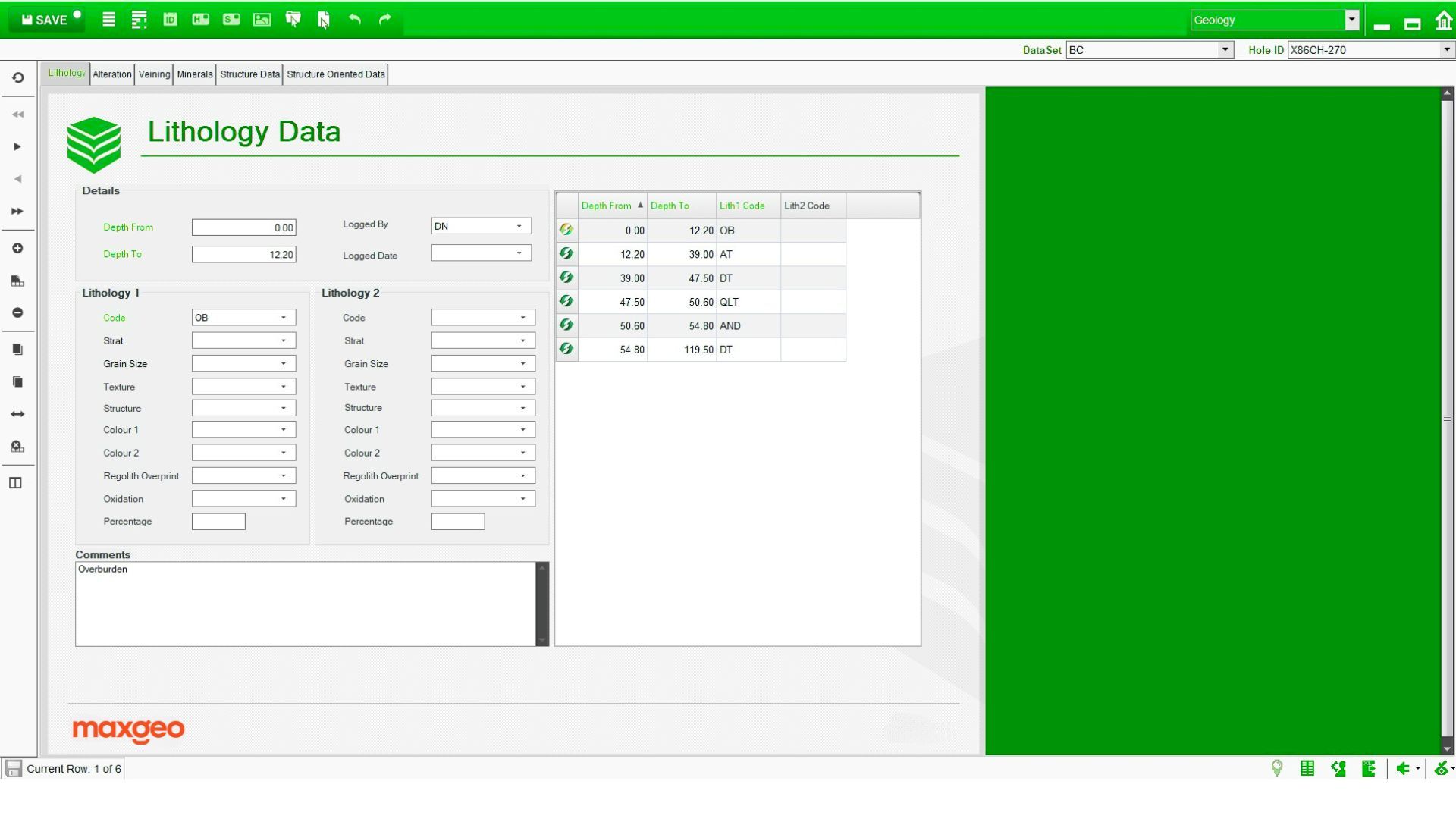 Screen capture of Datashed software in action