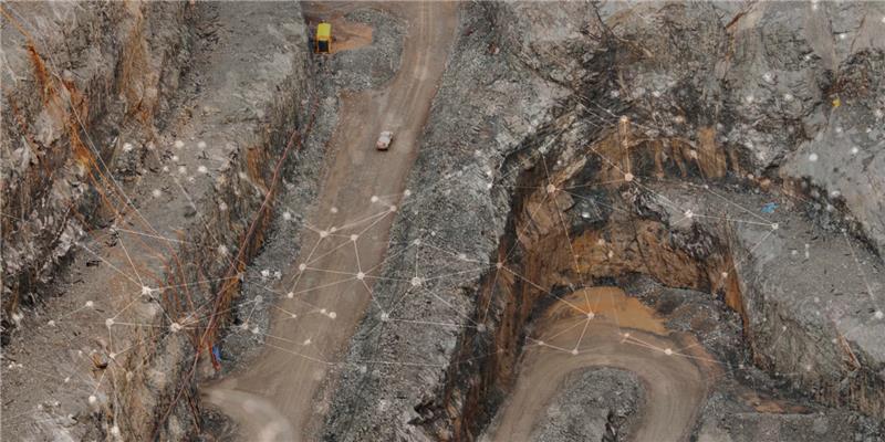 open mine site with over lay of workflows