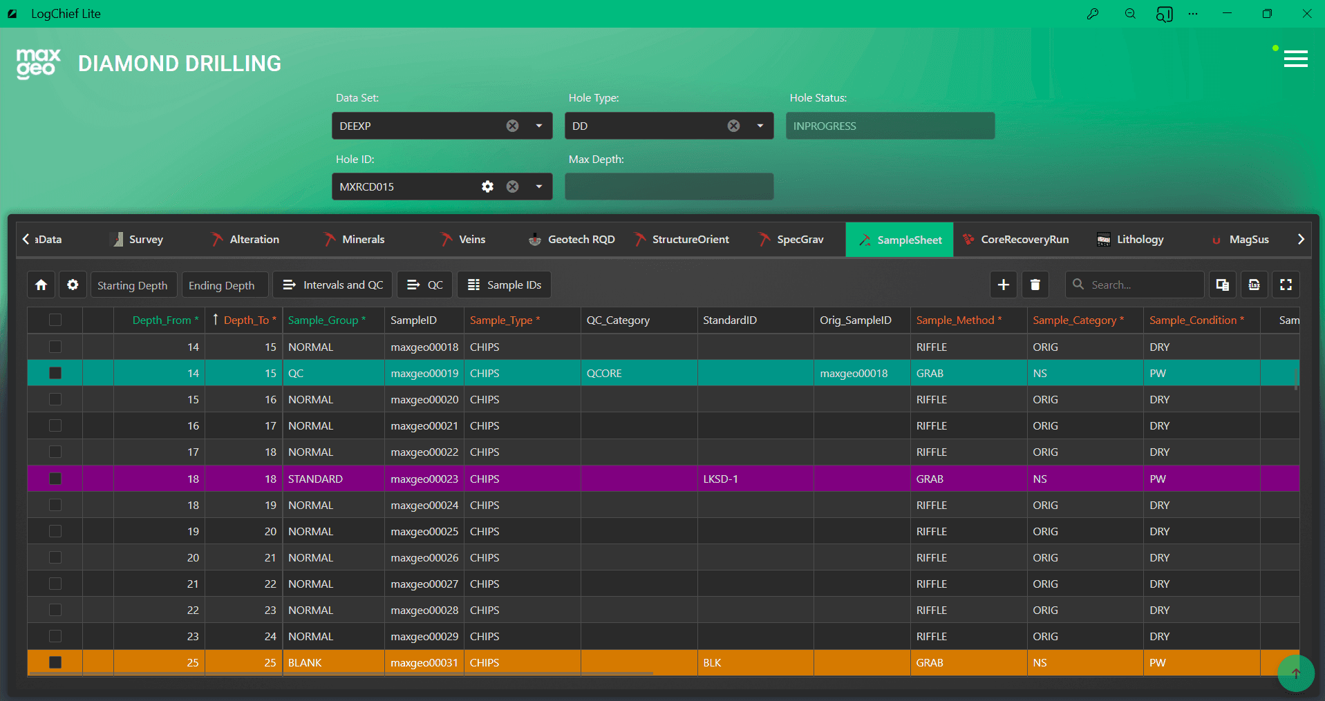 logchief lite: Fast Geological Logging | maxgeo | maxgeo