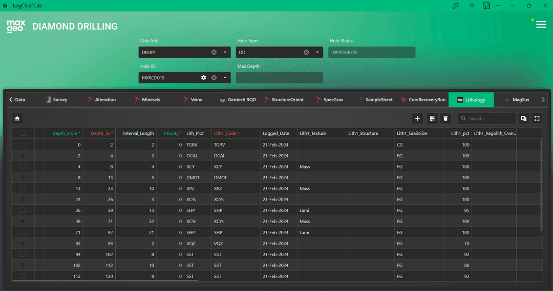 logchief lite: Fast Geological Logging | maxgeo | maxgeo